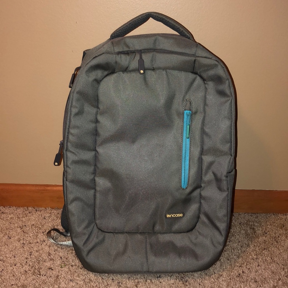 Blue and Gray Incase backpack